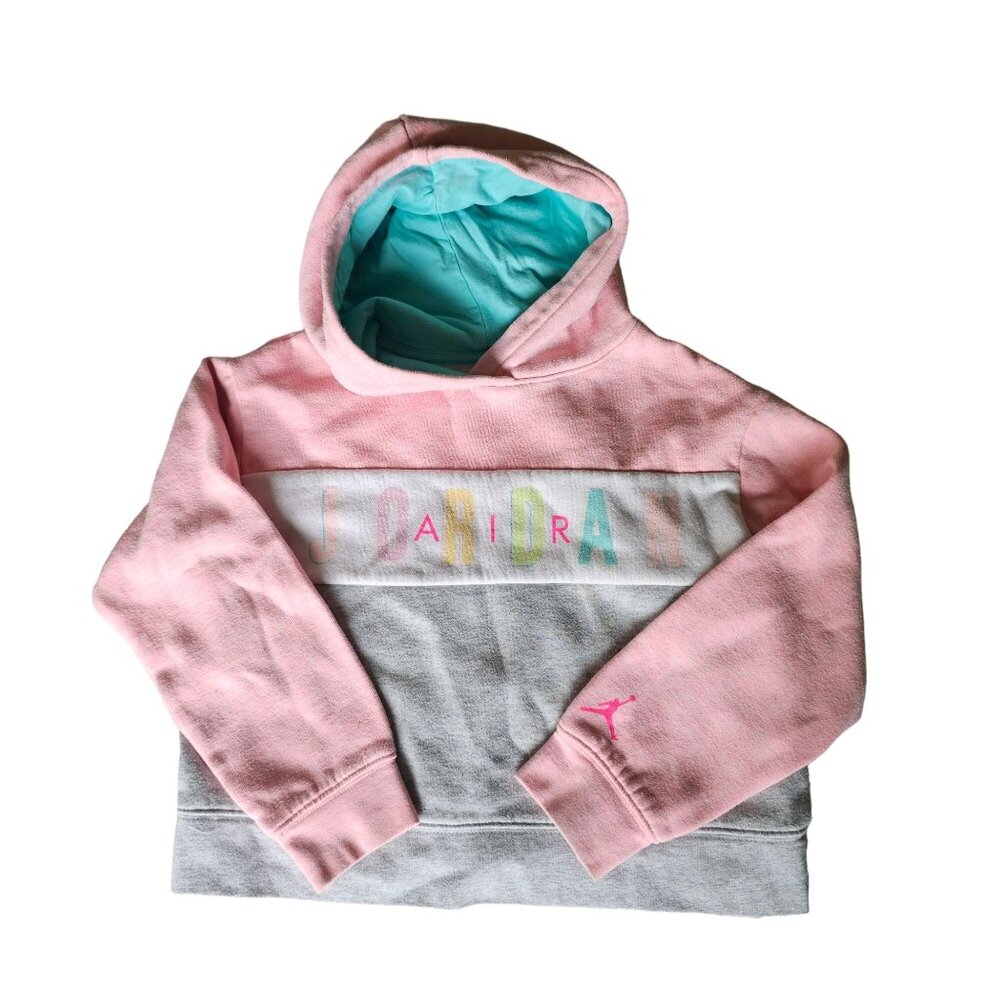 Air Jordan Girls Pink Hooded Pink Sweatshirt Pullover Lined Hood size M 10/12
